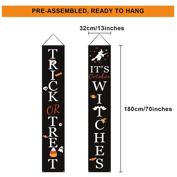 Bat And Witch Hat Design Easy To Use Ready To Hang For Gate Home