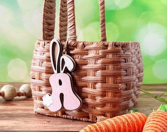 Easter Bunny Basket Tag, Kids Easter Tag, Wood Easter Basket Name Tag,