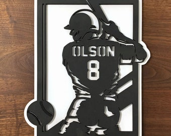 Custom Baseball Player Sign, Personalized Last Name Player Sign for High School Senior, Baseball Coach Gift