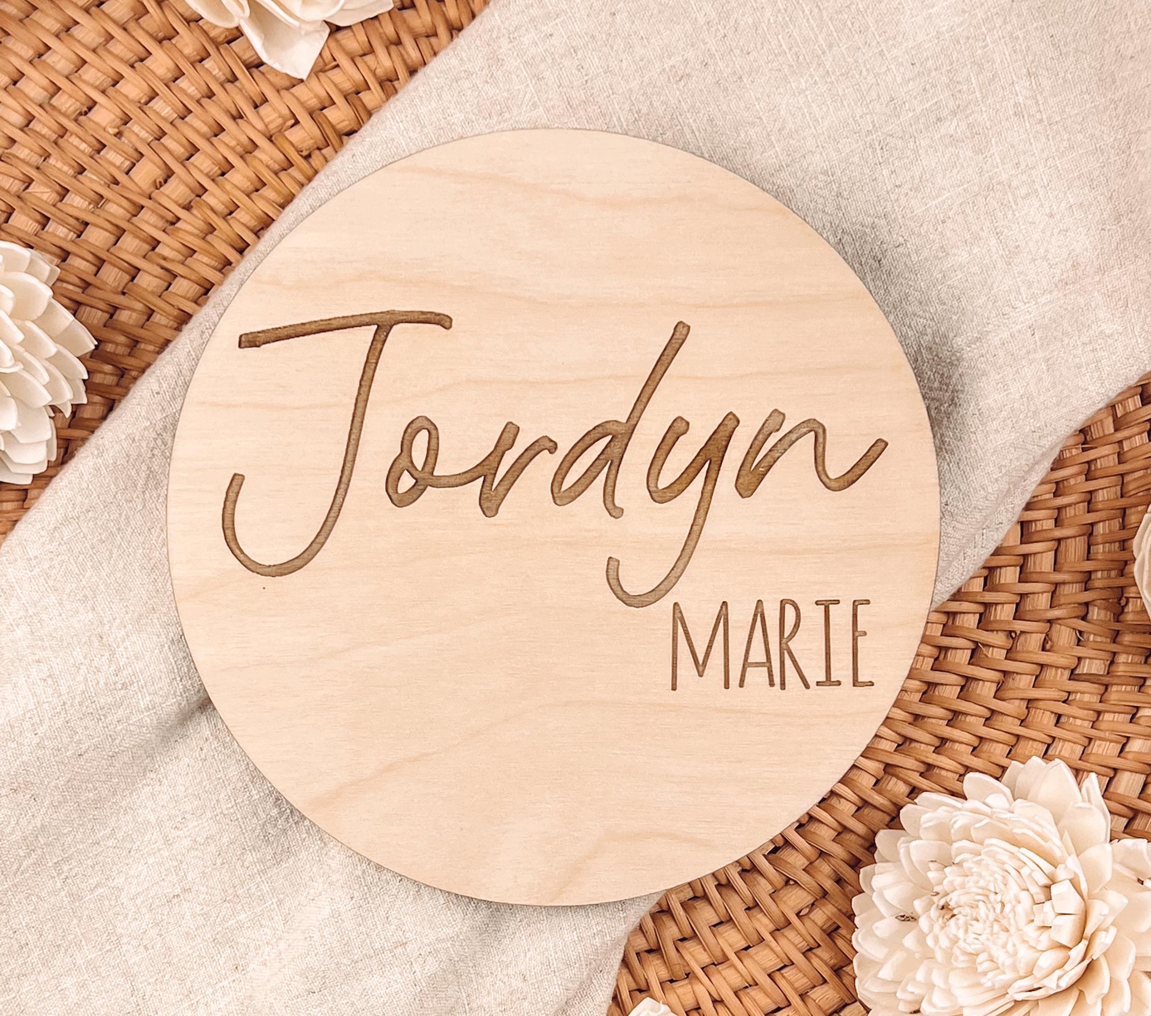 Personalized Wooden Baby Name Sign, Custom Birth Announcement Plaque ...