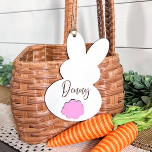 Personalized Easter Bunny Basket Tags, Custom Bunny Tag, Cute Easter Decorations, Basket Name Tag for Boy, Girl or Neutral