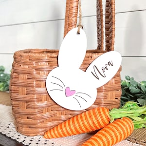 Personalized Easter Bunny Basket Tags, Custom Bunny Tag, Cute Easter Decorations, Basket Name Tag for Boy, Girl or Neutral