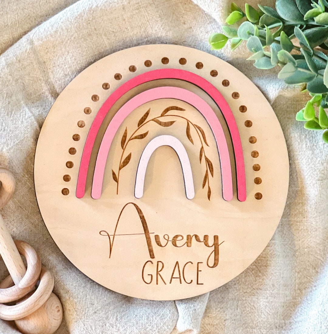 Boho Baby Name Announcement, Personalized Birth Announcement Sign for ...