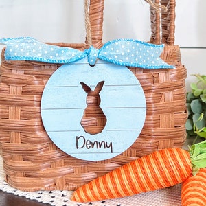 Personalized Pastel Easter Bunny Basket Tags, Custom Bunny Tag, Cute Easter Decorations, Basket Name Tag for Boy, Girl or Neutral