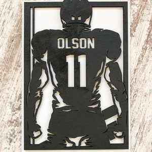 Custom Football Player Sign, Personalized Last Name Player Sign for High School Senior, Football Coach Gift