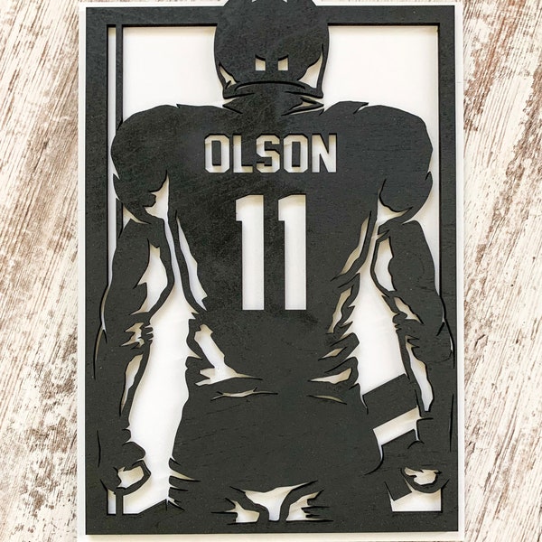 Custom Football Player Sign, Personalized Last Name Player Sign for High School Senior, Football Coach Gift