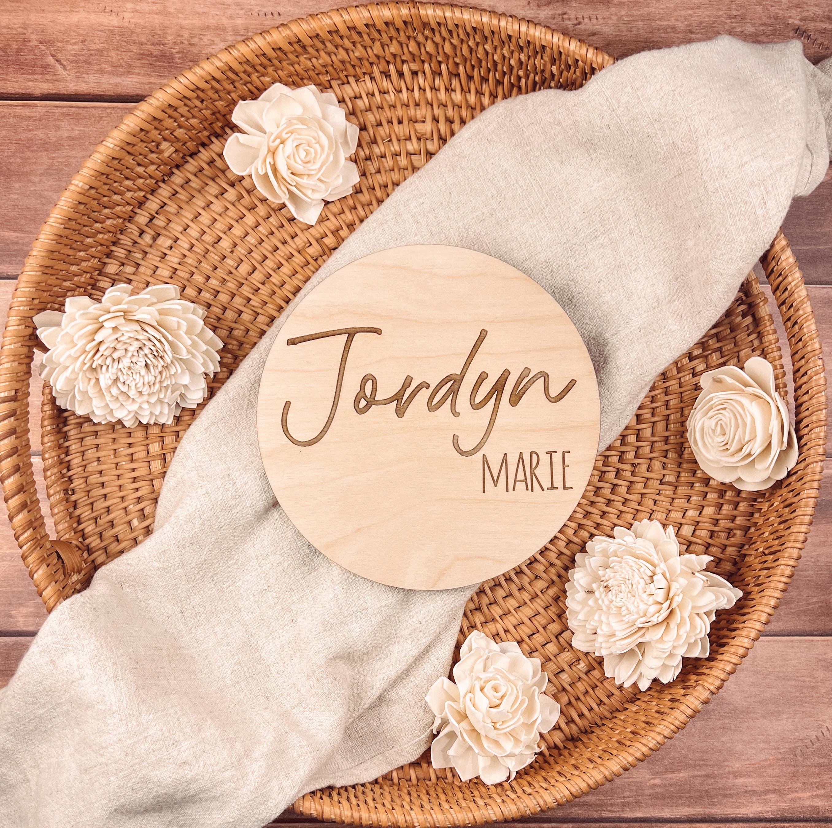 Personalized Wooden Baby Name Sign, Custom Birth Announcement Plaque ...