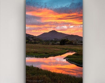 Mt. Tam Sunset Reflection Photo, Marin County Wall Art, Bay Area Landscape Photography Print