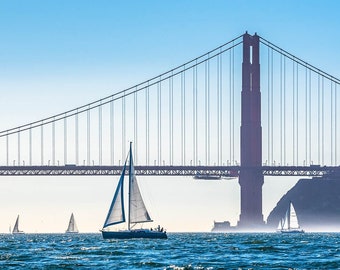 San Francisco Bay Print, Golden Gate Bridge Foto, Barche a vela Wall Art