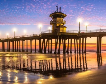 Huntington Beach Photo, Sunset Wall Art, California Print