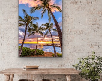 オアフ島の夕日プリント ハワイアンアイランドトロピカル