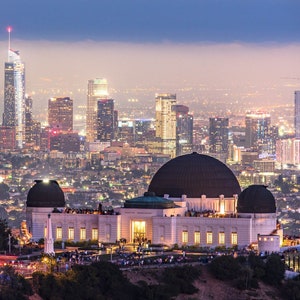 Griffith Observatory Downtown Los Angeles Skyline Print, DTLA Cityscape Wall Art, California Night Photography, Modern Home Office Decor