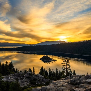 Emerald Bay Lake Tahoe Golden Hour Print California Sierra Nevada Landscape Photo Nature Photography Wall Decor for Home or Office