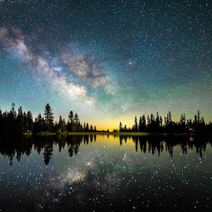 Milky Way Print, Celestial Artwork, Night Sky Wall Art, Astrophotography Gift, Sky Full of Stars Photo, Mountain Lake Wall Decor