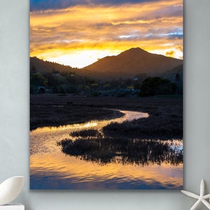 Golden Hour Glory: Mount Tamalpais Sunset Photographic Print, Marin County Fine Art Wall Decor