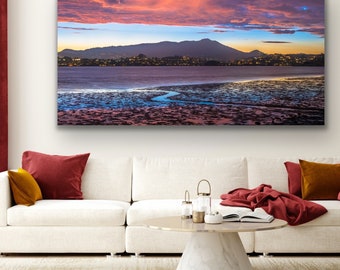 Tiburon Shoreline Sunset with Mt. Tam Panorama Marin County Wall Art Print Stunning Tiburon California Landscape Mt. Tam Beauty Captured