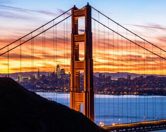 Golden Gate Bridge Sunrise Print, San Francisco Skyline Photo, Bay Area Wall Art, SF Landscape Photography