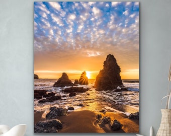 Marin County Beach Sunset Print, California Coast Photo, Seascape Wall Art, San Francisco Bay Area Photography