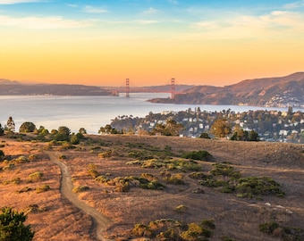 Tiburon Hills Print Golden Gate Bridge, San Francisco Bay, Sausalito Panorama California Fine Art Photography Marin Home Decor Wall Art