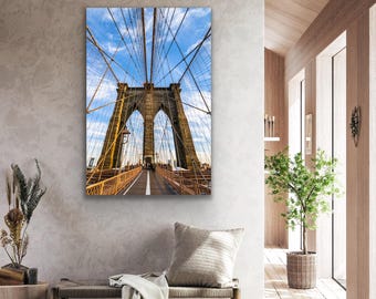 Brooklyn Bridge Wandkunst, NYC Wahrzeichen Fotografie, Urban Architektur Wanddekoration, kultiges New York City Foto