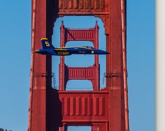 Blue Angels Photo Golden Gate Bridge and Blue Angels Perfect Alignment Rare Photographic Print