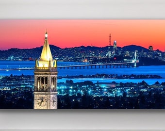 UC Berkeley Campanile Print, Sather Tower Wall Art, Berkeley Alumni Gift, San Francisco Skyline View, University of California Photo