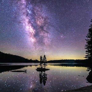 Milky Way Wall Art, Celestial Artwork, Night Sky Astrophotography, Starry Sky Photography Decor, Mountain Lake Print