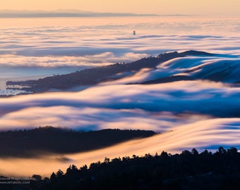 SF Bay Area Fog Print, San Francisco Landscape Photo, Serene Wall Art, Soothing Art Print