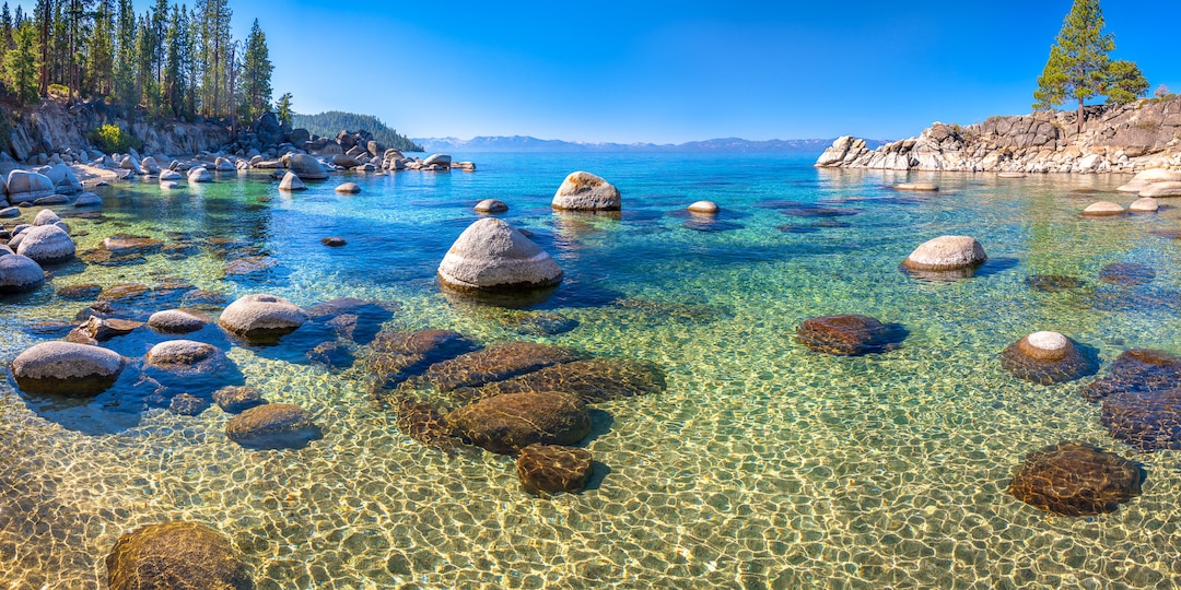 Lake Tahoe Panorama Print, Tahoe East Shore Wall Art, Beautiful