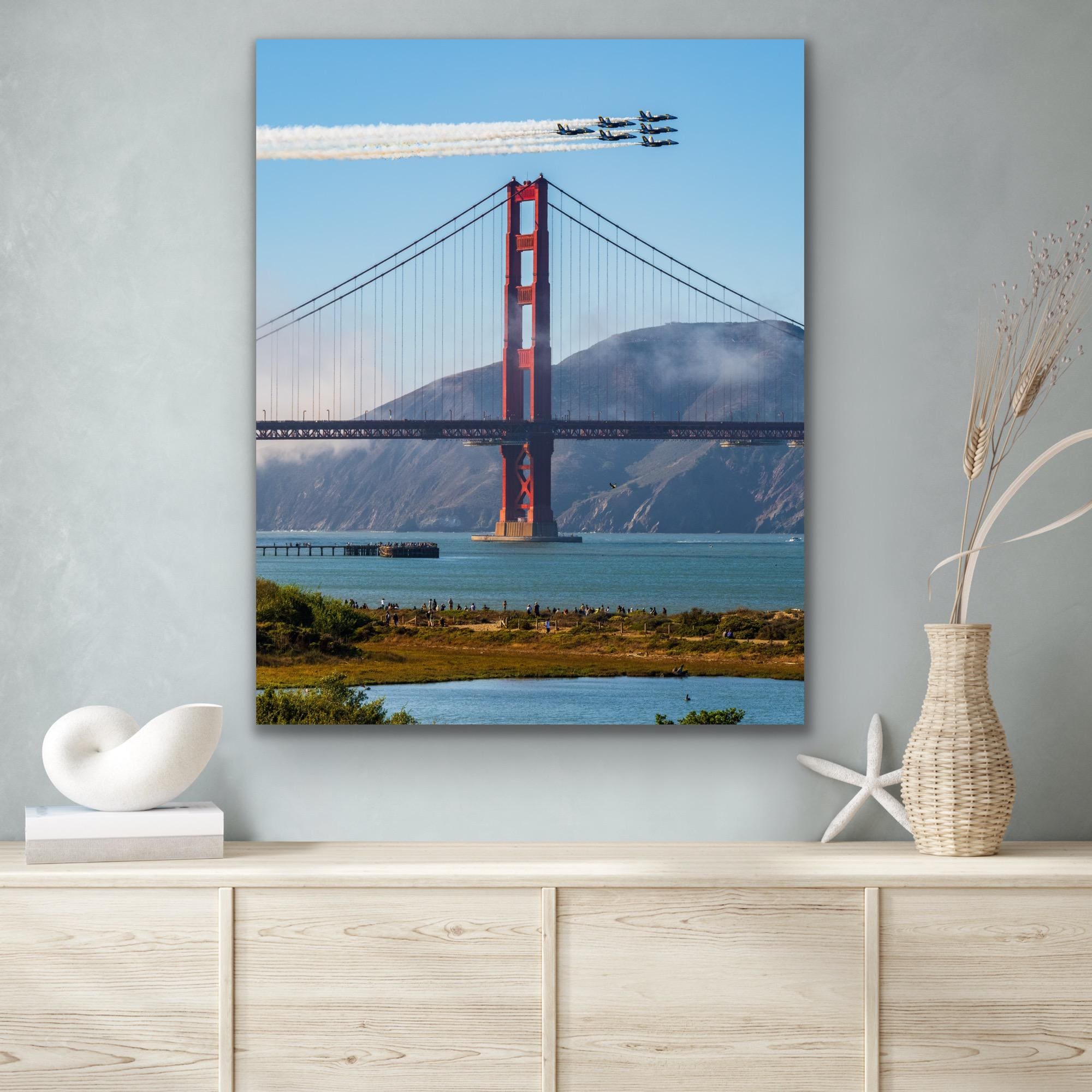 Blue Angels Over Golden Gate Bridge Print, Fleet Week San