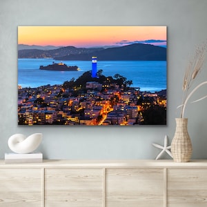 Coit Tower Print, San Francisco Wall Art, Telegraph Hill & Bay Photography, Iconic SF Landmark, Alcatraz and Skyline Decor