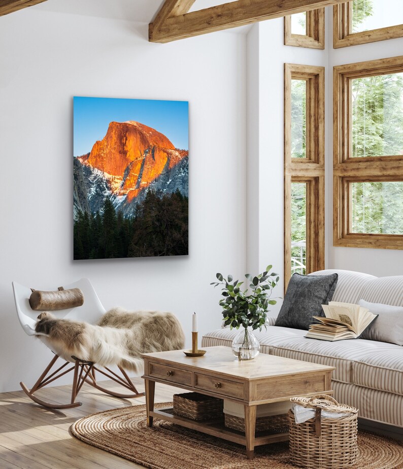 Yosemite Half Dome Print, National Park Sunset Glow Photography ...