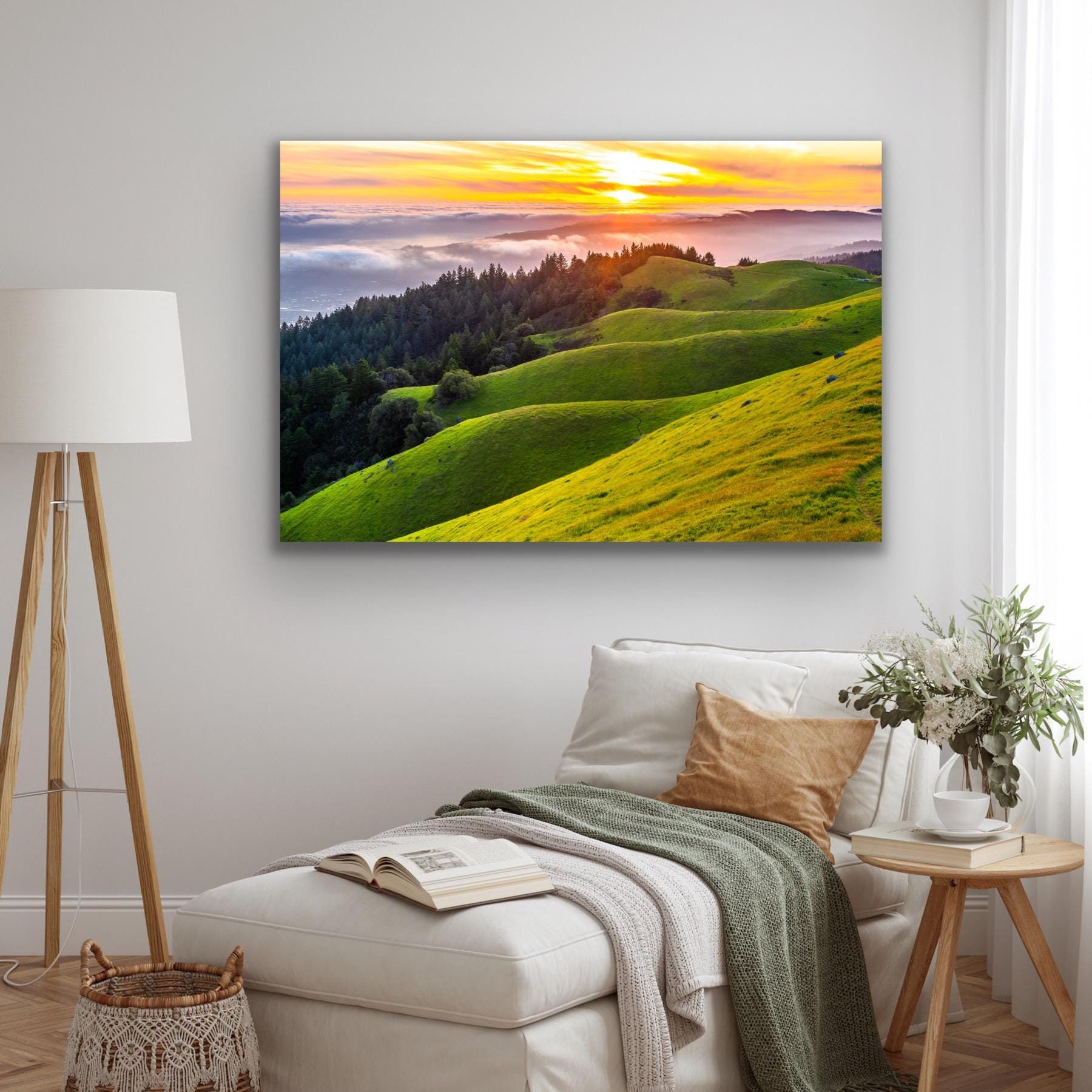 Mt. Tam Sunset Photo Print - Spring Green Hills Landscape