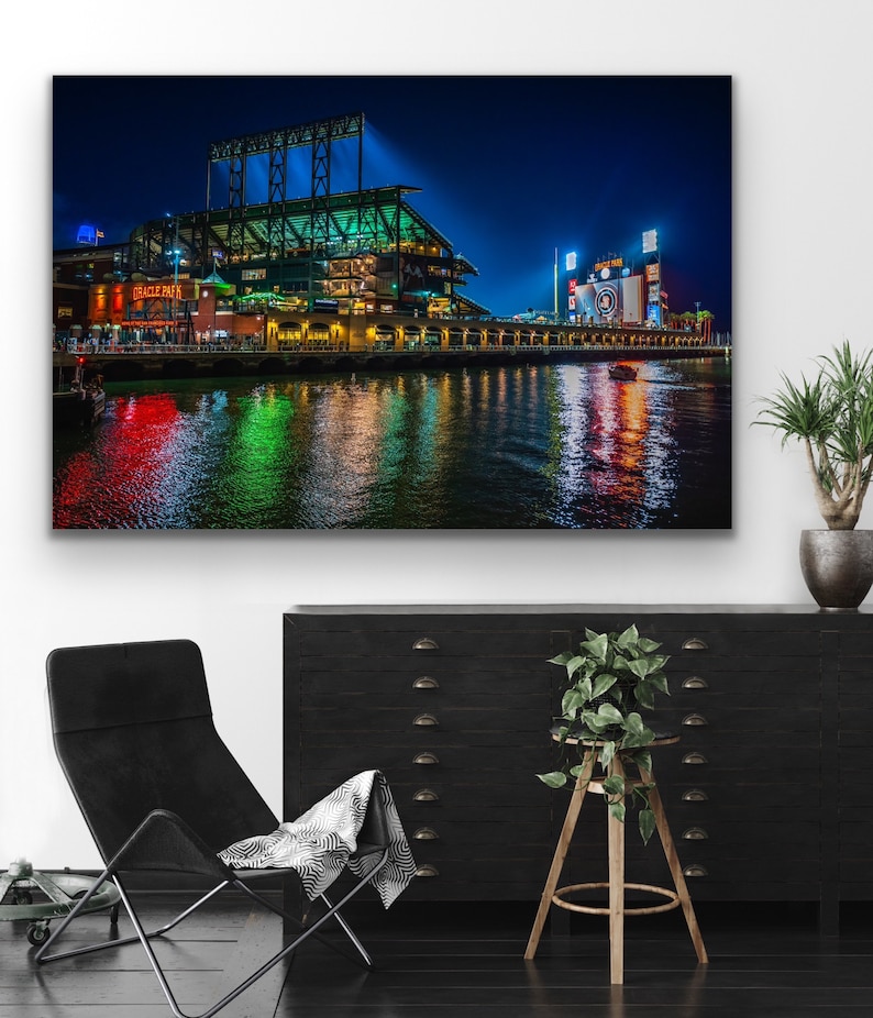 Oracle Park Night Print, San Francisco Giants Stadium Photo, Gift for Baseball Fans, McCovey Cove Ballpark Wall Art image 3