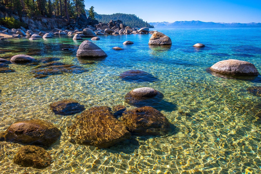 Lake Tahoe Print, Beautiful Mountain Waterscape Photo, Large Tahoe Art ...