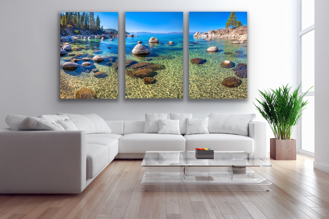Lake Tahoe Large Wall Art for Vacation Home Lake Tahoe 3panel Print on