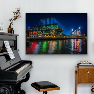 Oracle Park Night Print, San Francisco Giants Stadium Photo, Gift for Baseball Fans, McCovey Cove Ballpark Wall Art image 4