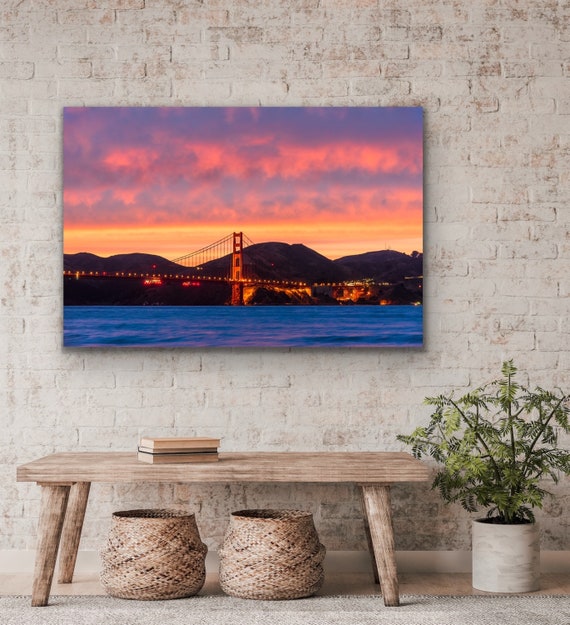 Sunset Above Golden Gate Bridge, San Francisco Bay Wall Art, Bay