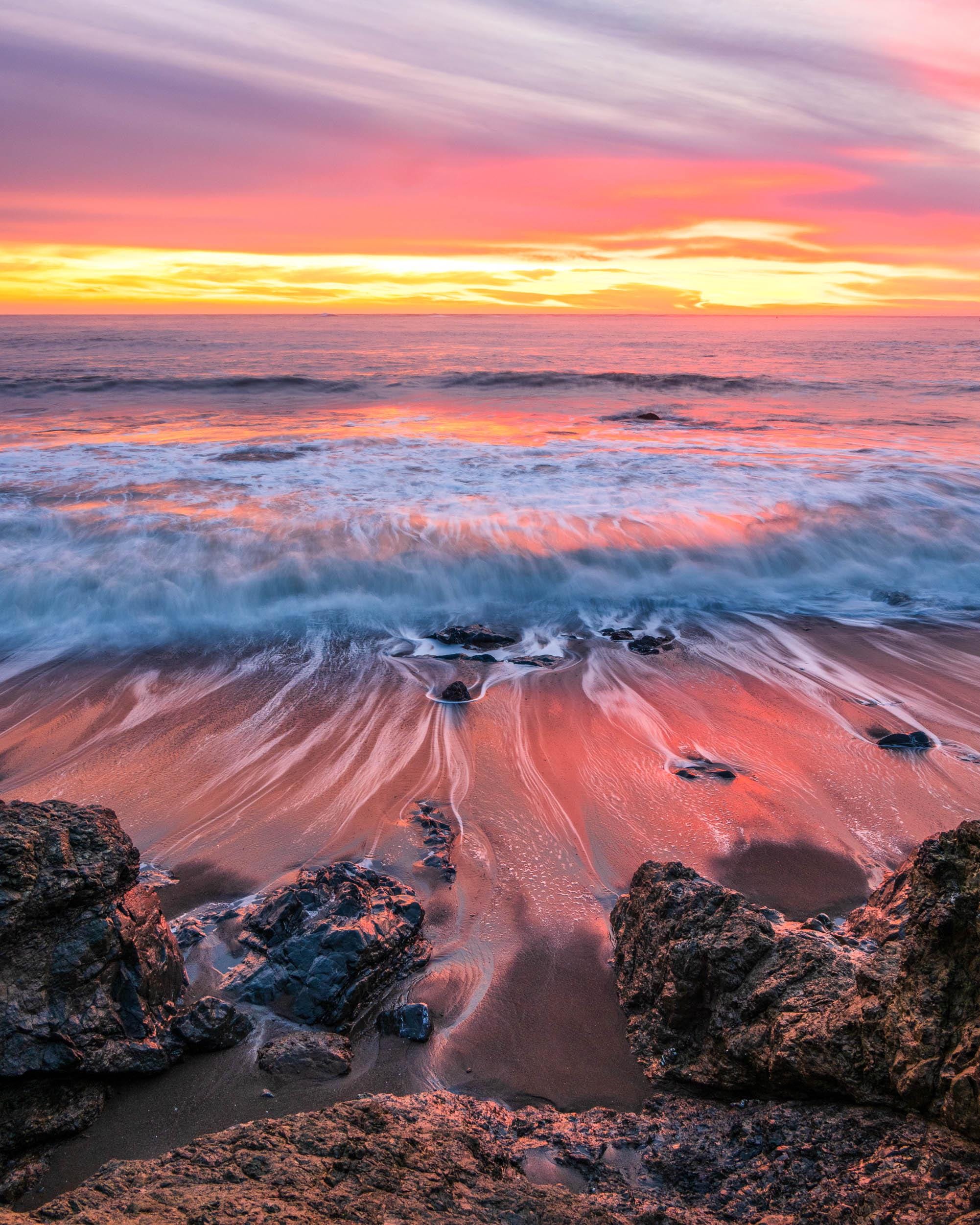 Beach Sunset Ocean Print, Seaside Photography, Coastal Wall Decor, Waves and Sunset Art, Nautical Home Decor