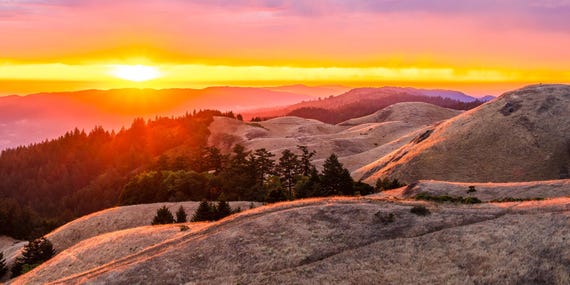 Bolinas Ridge Sunset Wall Art, Mt Tamalpais California Print