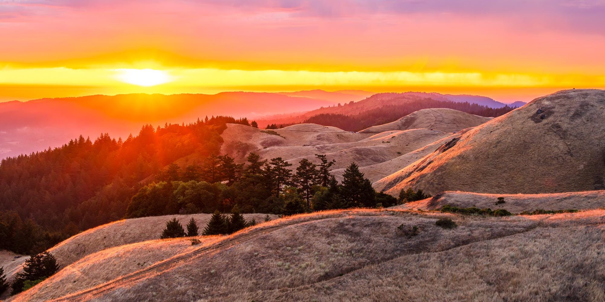 Bolinas Ridge Sunset Wall Art, Mt Tamalpais California Print
