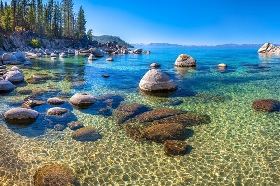 Lake Tahoe Photo Print, Scenic East Shore View, Nature Wall Art, Lake Landscape Photography, Tranquil Decor for Cabin or Vacation Home