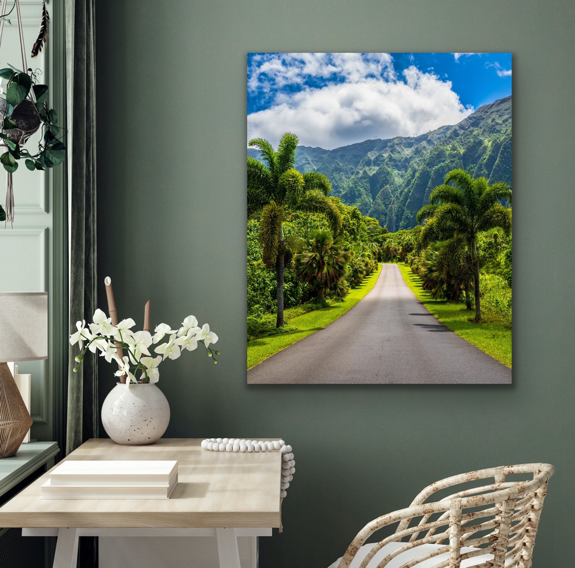 Hawaii Wall Art Print, Tropical Oahu Landscape Photography, Lush