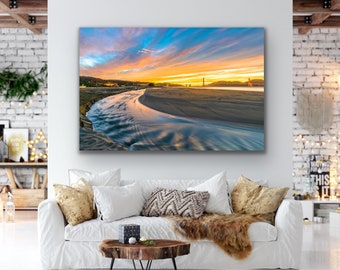 Crissy Field Beach Sunset Print, Golden Gate Bridge and San
