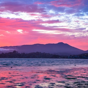 Mt. Tam Sonnenuntergang Foto von Tiburon, Marin County Print, Bay Area Wandkunst, Mt. Tamalpais Kunstwerk
