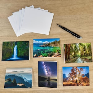 Nature Note Cards Set, Landscape Greeting Cards Pack, Waterfalls Forest Mountains Lakes, Blank All Occasion Cards image 8