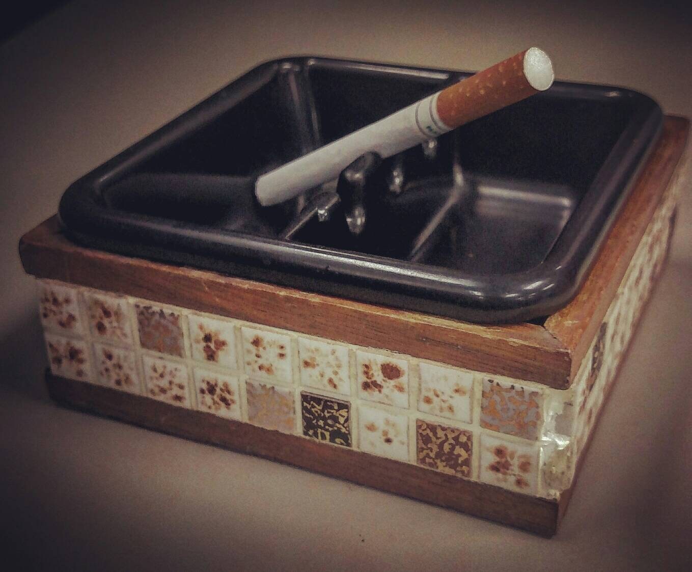 Handmade Retro Vintage Tile Ashtray Cigarette Holder Brown Etsy UK