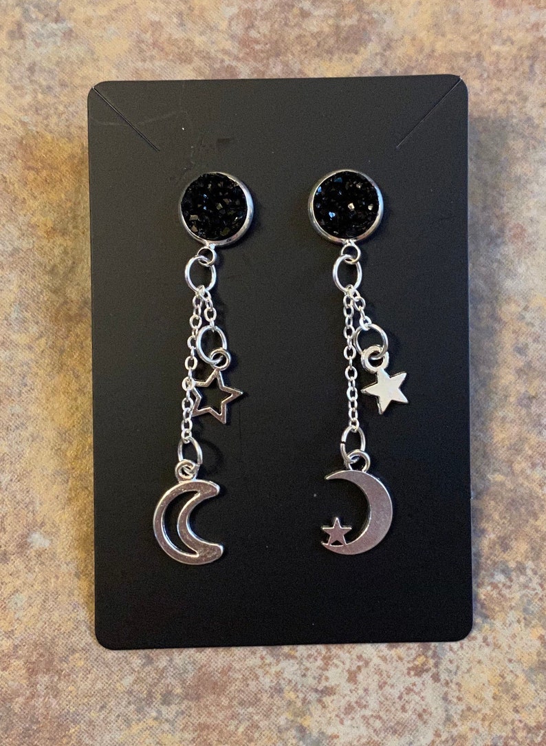 Black Druzy Celestial earrings