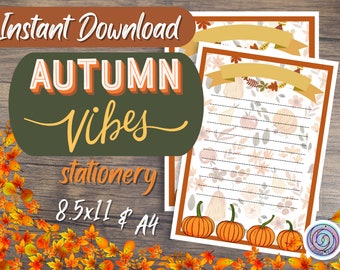 Printable Autumn Vibes Stationery: Instant Download