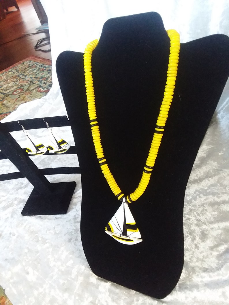 Sailboat necklace and matching earrings